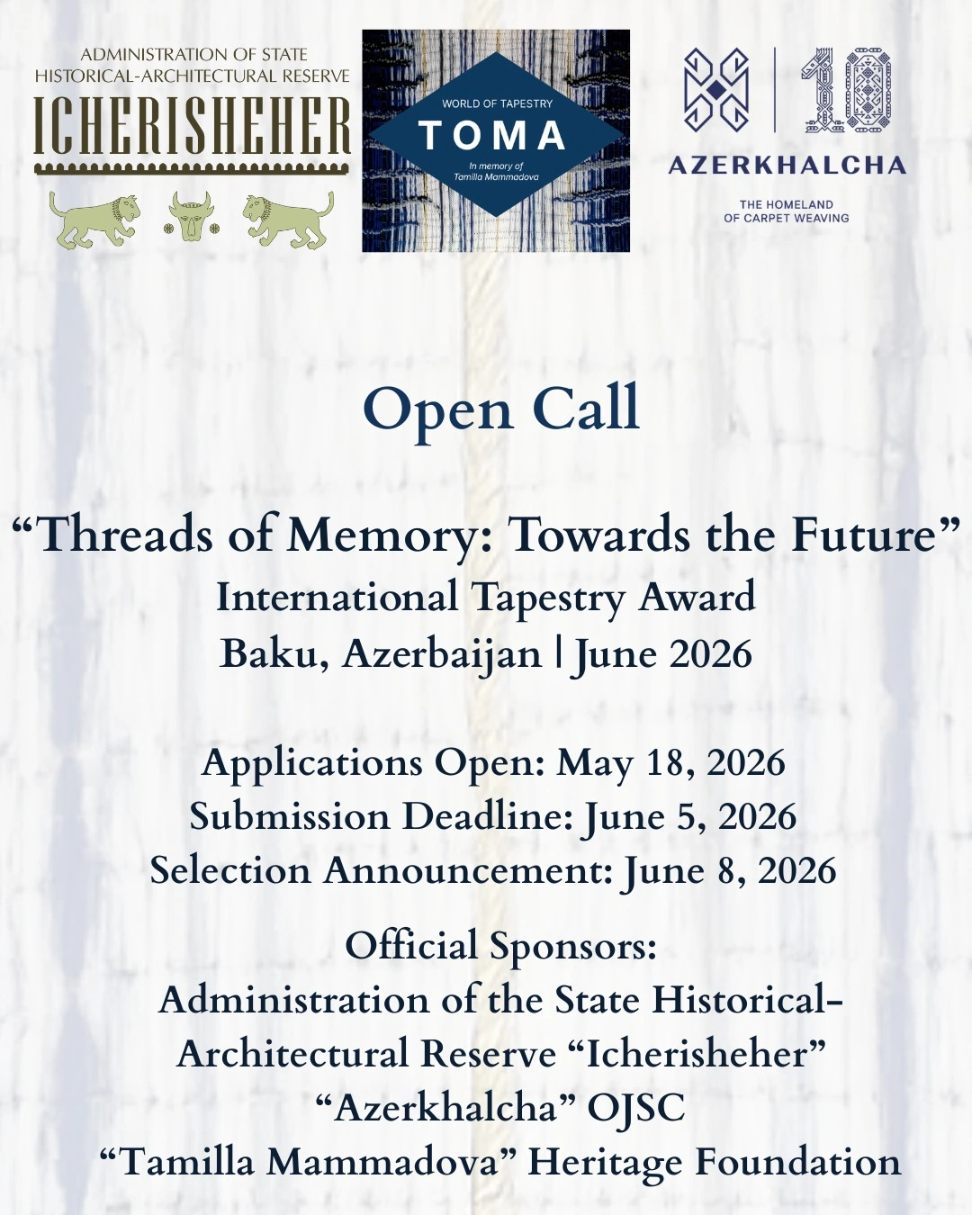 International contest announced in Baku under TOMA tapestry and textile art initiative
