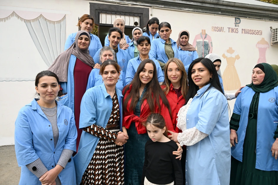 Leyla Aliyeva and Alena Aliyeva familiarize themselves with activities of social sewing facility in Shamakhi (PHOTO)