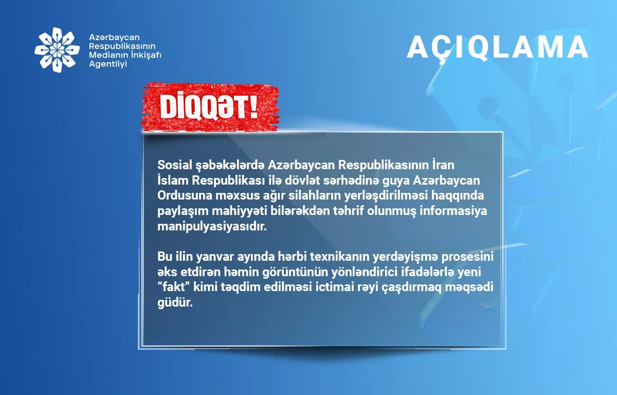 Azerbaijan slams online allegations of border arms deployment with Iran PHOTO