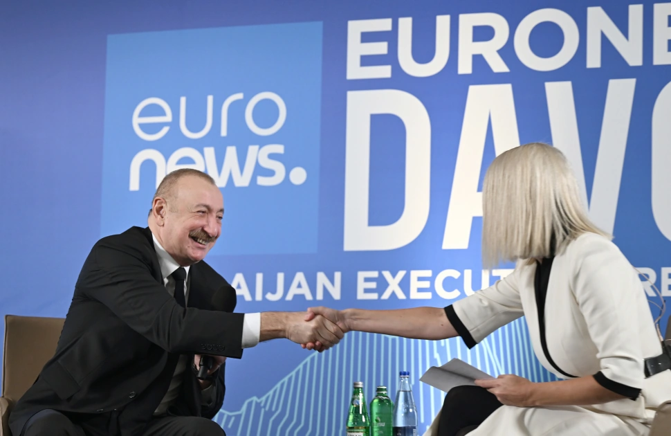 President Ilham Aliyev interviewed by Euronews TV in Davos (PHOTO)