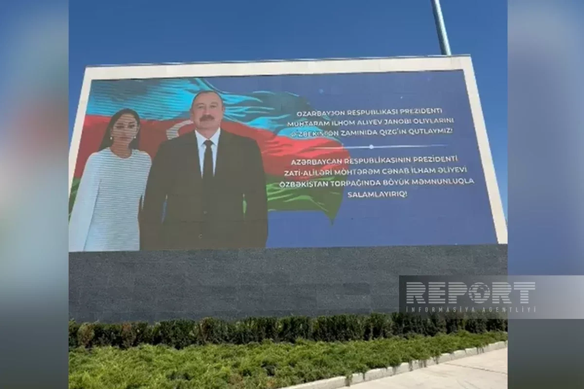 Tashkent displays welcome banners for Azerbaijani president’s state visit