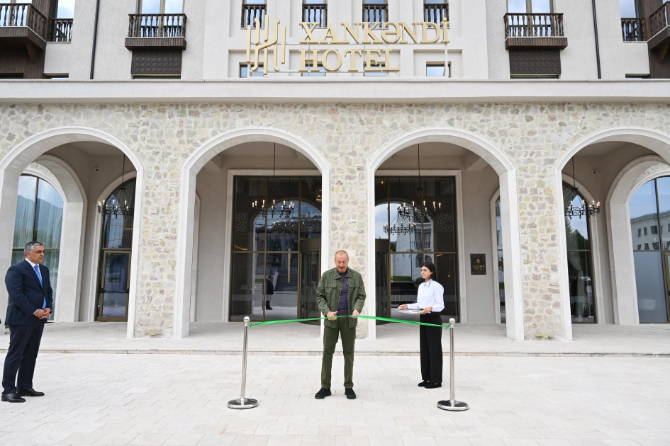 President Ilham Aliyev attends opening of Khankendi Hotel (PHOTO)