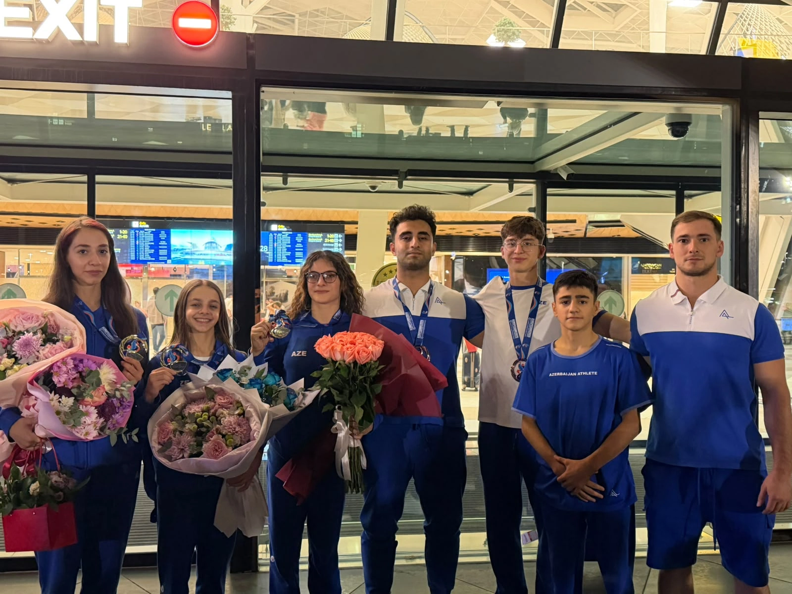Azerbaijani medalists of Acrobatic Gymnastics World Championships return home (PHOTO)