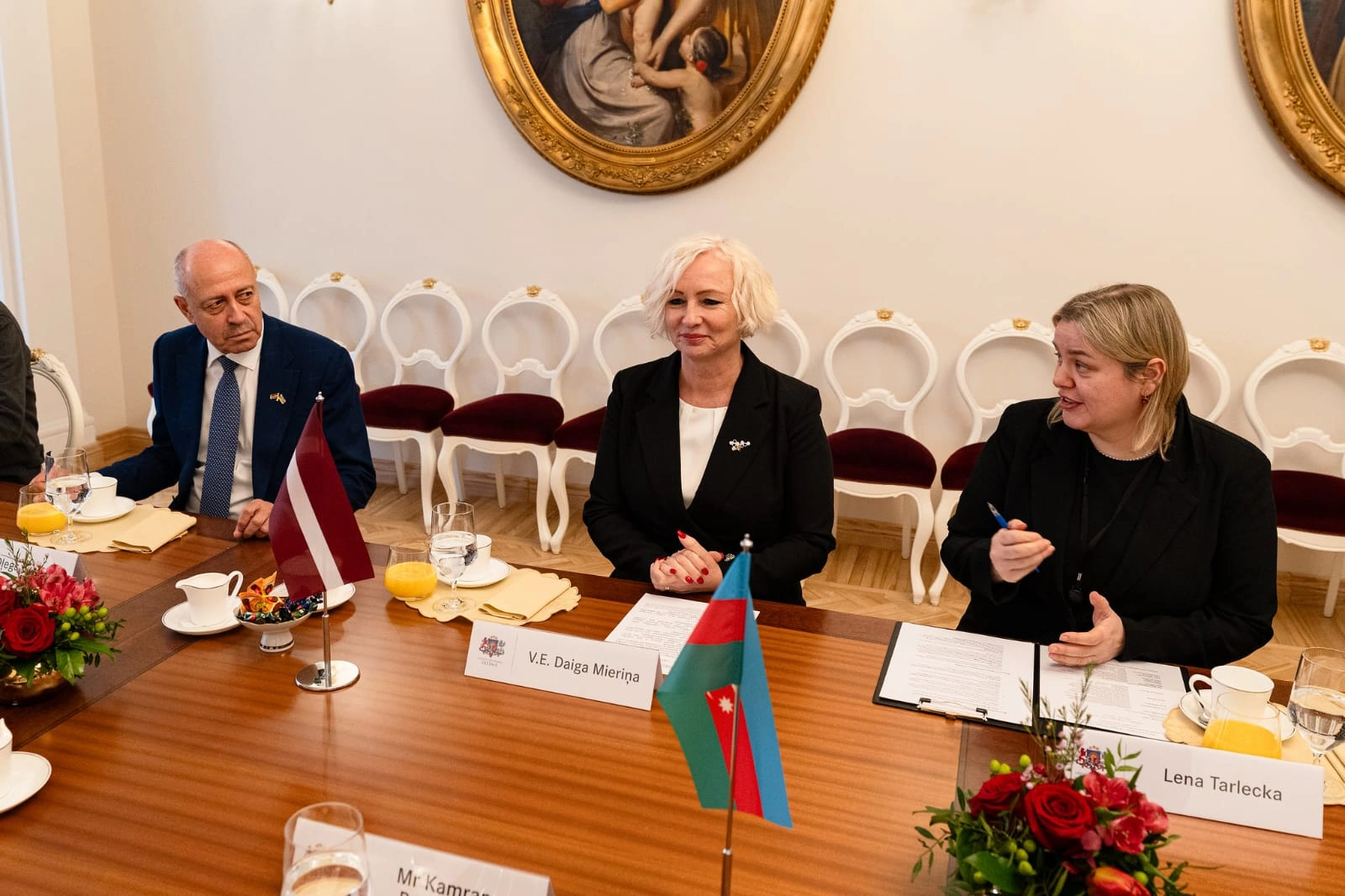 Azerbaijan's parliamentary delegation meets with Latvian Speaker of Saeima (PHOTO)