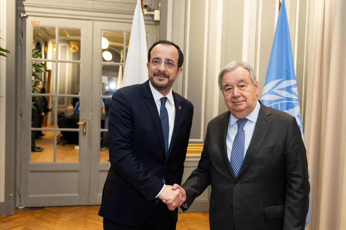 Cyprus president meets UN chief to discuss reunification, Middle East war PHOTO
