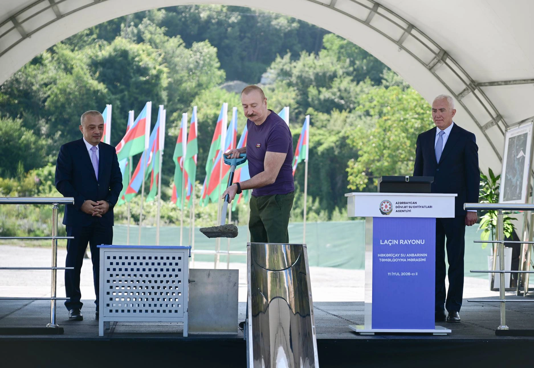 President Ilham Aliyev lays foundation stone for Hakarichay Reservoir in Lachin (PHOTO)