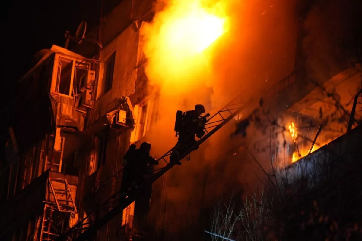 Drone attack on residential building in Zaporizhzhia sparks fire, injures civilians PHOTO/VIDEO