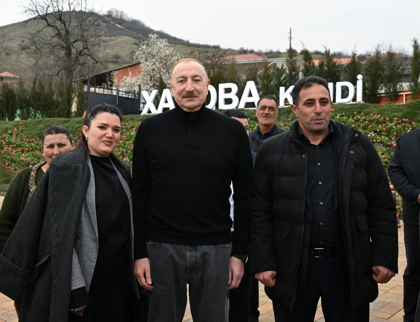President Ilham Aliyev, First Lady Mehriban Aliyeva inspect restoration of individual houses and infrastructure in Khanoba village of Khojavend (PHOTO)