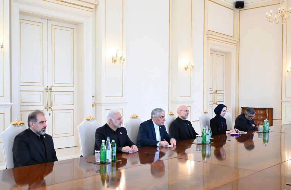 President Ilham Aliyev receives delegation led by Chairman of Islamic Consultative Assembly of Iran (PHOTO)