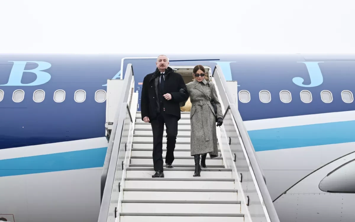 Azerbaijani president arrives in Switzerland for World Economic Forum PHOTO