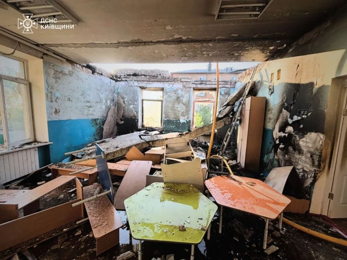 Drone strike damages kindergarten and homes in Kyiv region PHOTO