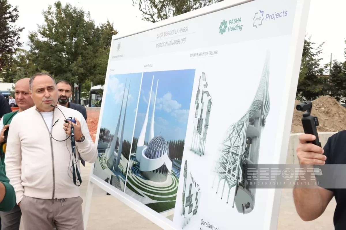 Foreign diplomats tour new Shusha Mosque construction site PHOTO