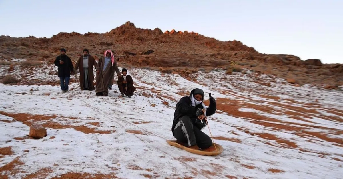 Saudi Arabia's desert turns white with first snowfall in decades