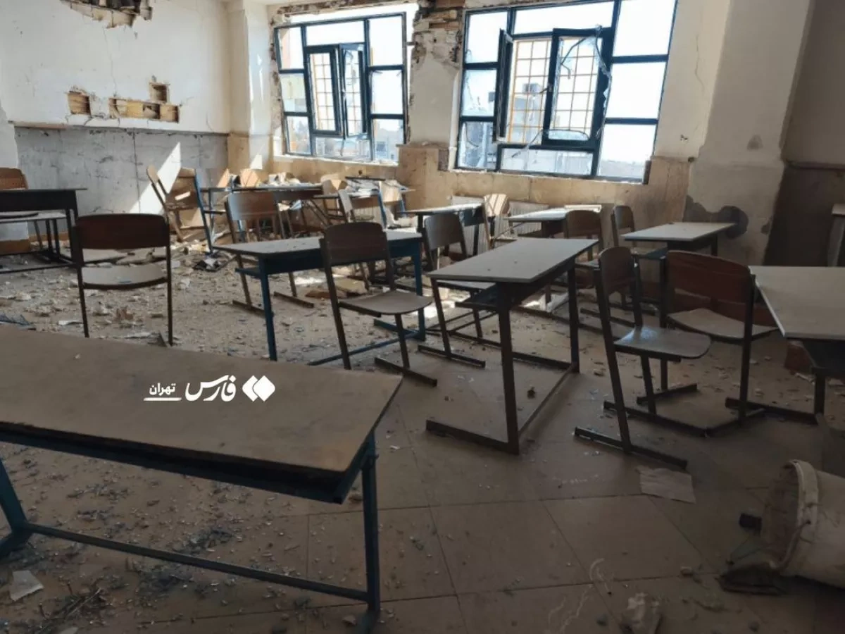 Missile strike damages two schools in Parand, Iran PHOTO