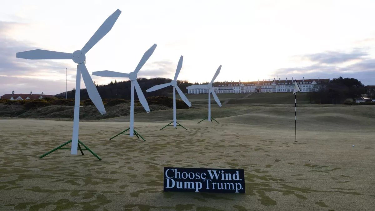 Greenpeace stages protest at Trump golf resort in Scotland over energy policy
