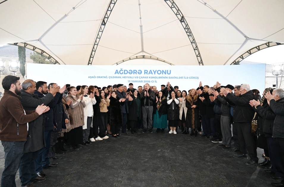 President Ilham Aliyev meets with residents of villages Asaghi Oratagh, Chilidran, Heyvali, and Chapar in Aghdara district (PHOTO)