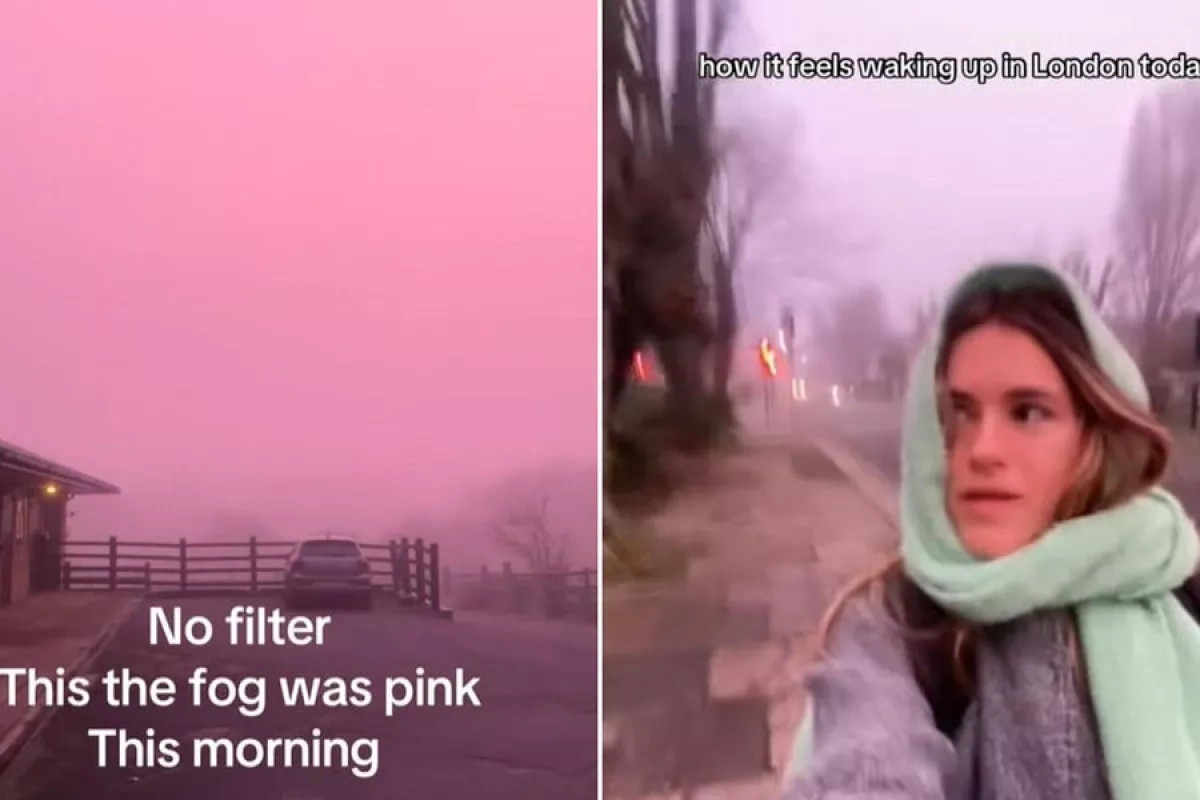 Rare “pink fog” transforms December skies across southeast England