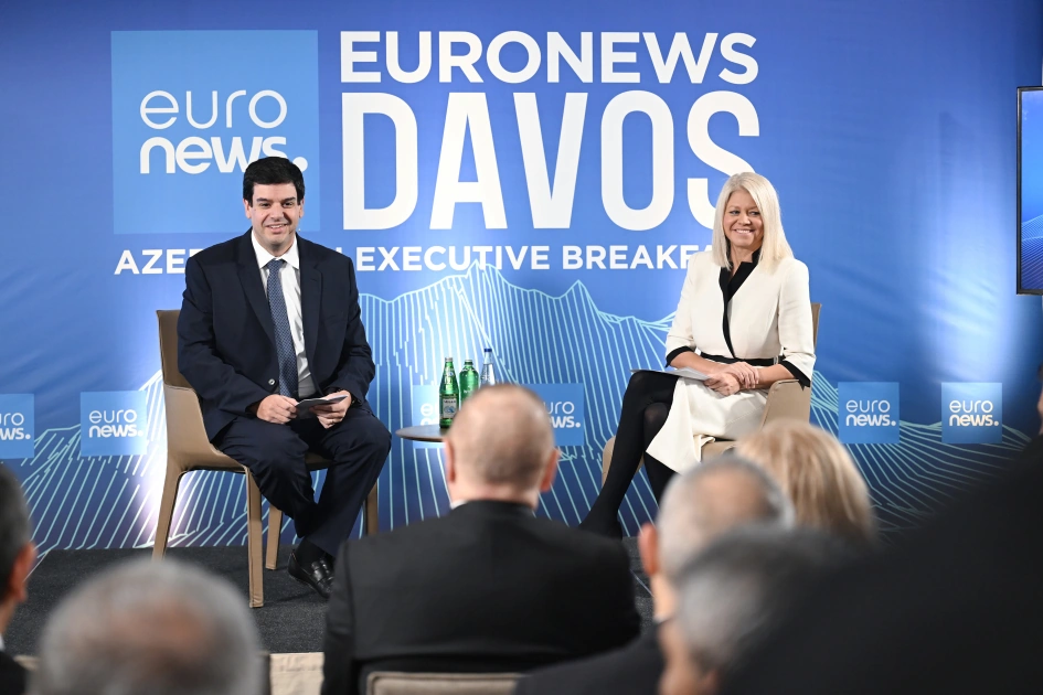 President Ilham Aliyev interviewed by Euronews TV in Davos (PHOTO)
