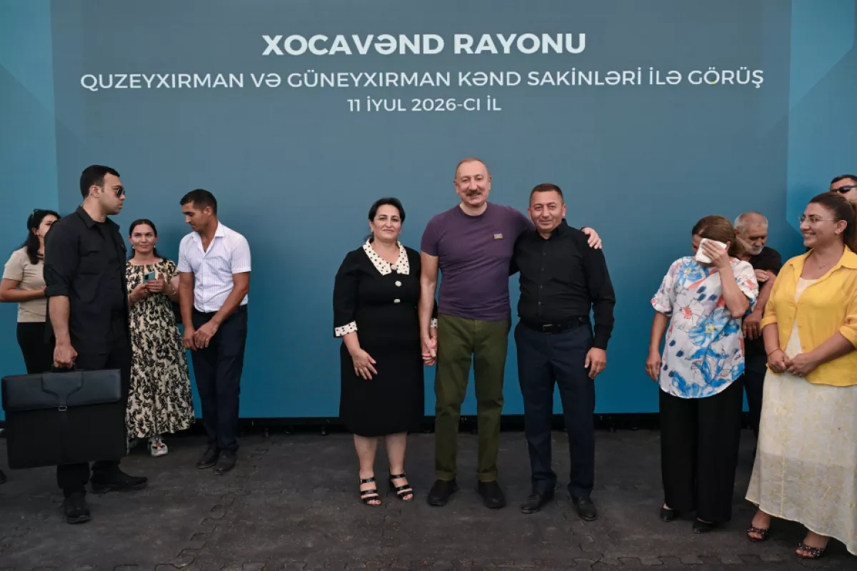 Azerbaijan's president meets residents of Khojavand’s restored Guzeykhirman village PHOTO