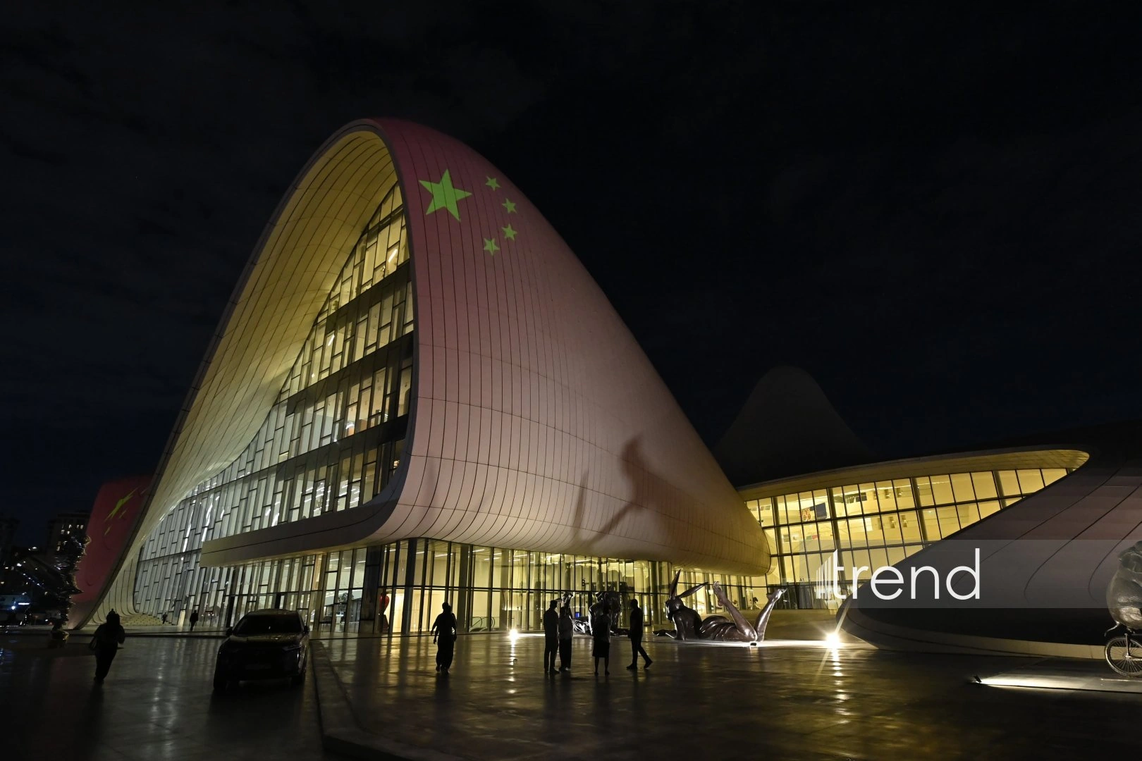 Heydar Aliyev Center lit up in colors of Chinese flag to mark founding of PRC (PHOTO)