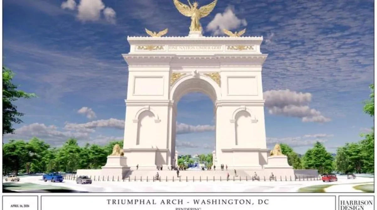 Trump unveils plans for Paris-inspired arch near veterans cemetery