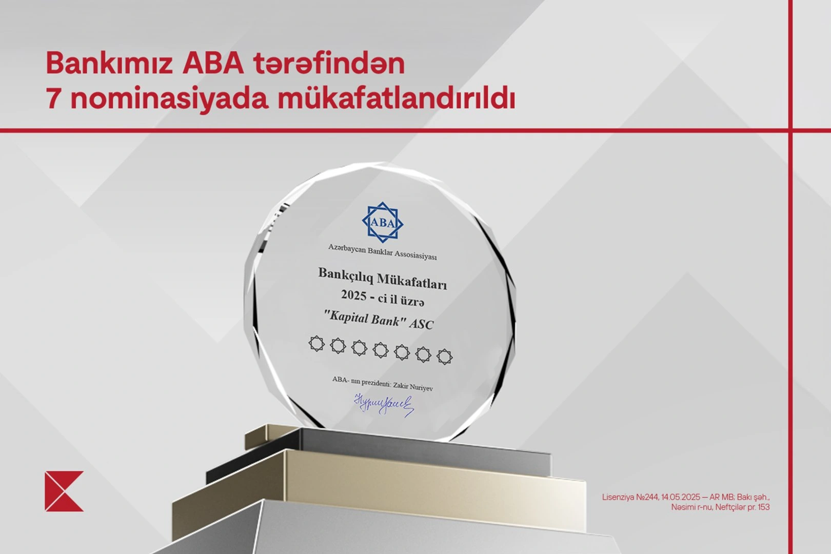 Kapital Bank awarded in 7 nominations