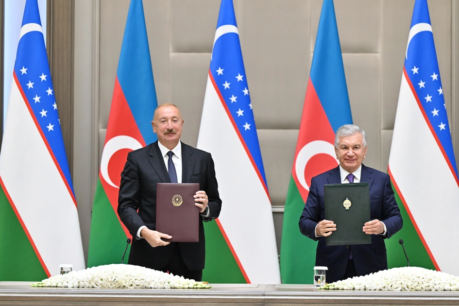 Ceremony for signing and exchanging Azerbaijan–Uzbekistan documents held in Tashkent (PHOTO)