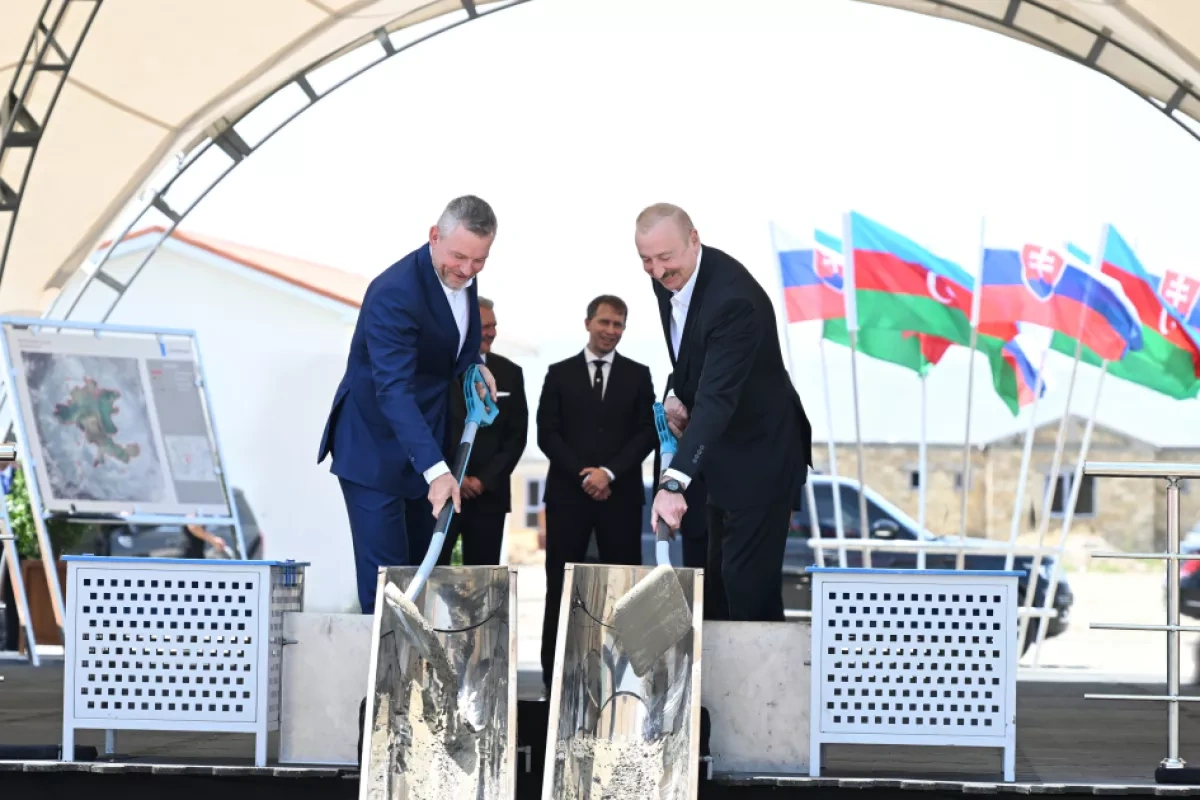 Azerbaijani, Slovak leaders break ground on new secondary school in Aghdam PHOTO