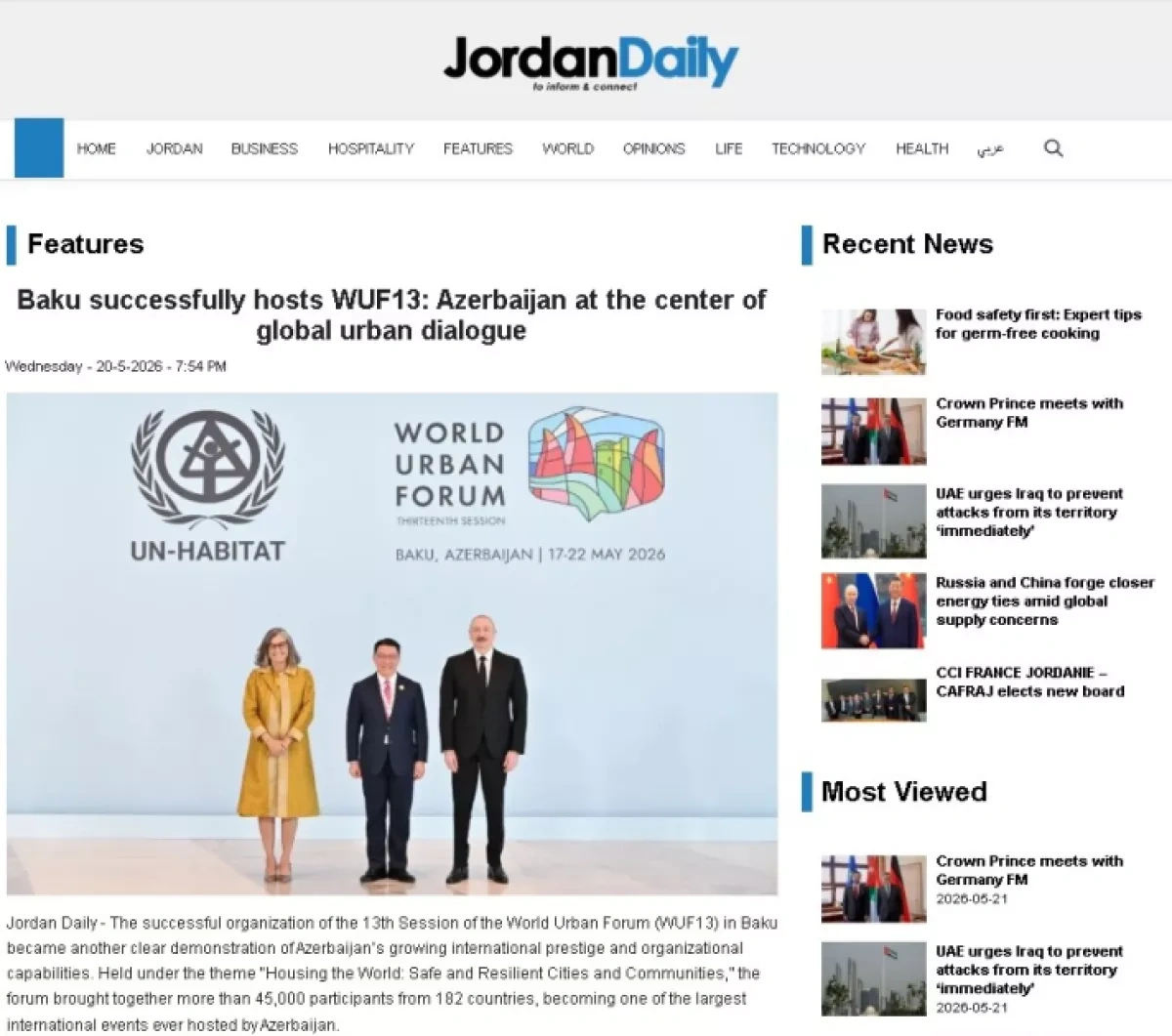 Jordanian media spotlight Azerbaijan’s WUF13 success in Baku PHOTO