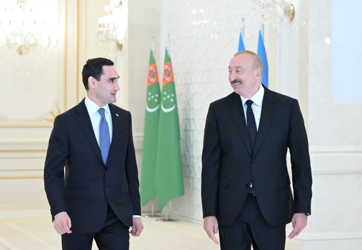 Azerbaijan hosts formal welcome ceremony for Turkmen president PHOTO