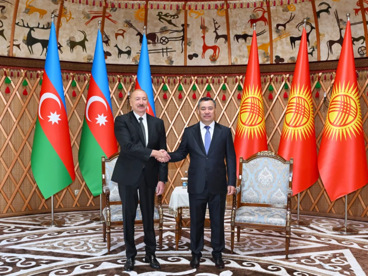 Official welcome ceremony held for President Ilham Aliyev in Cholpon-Ata PHOTO