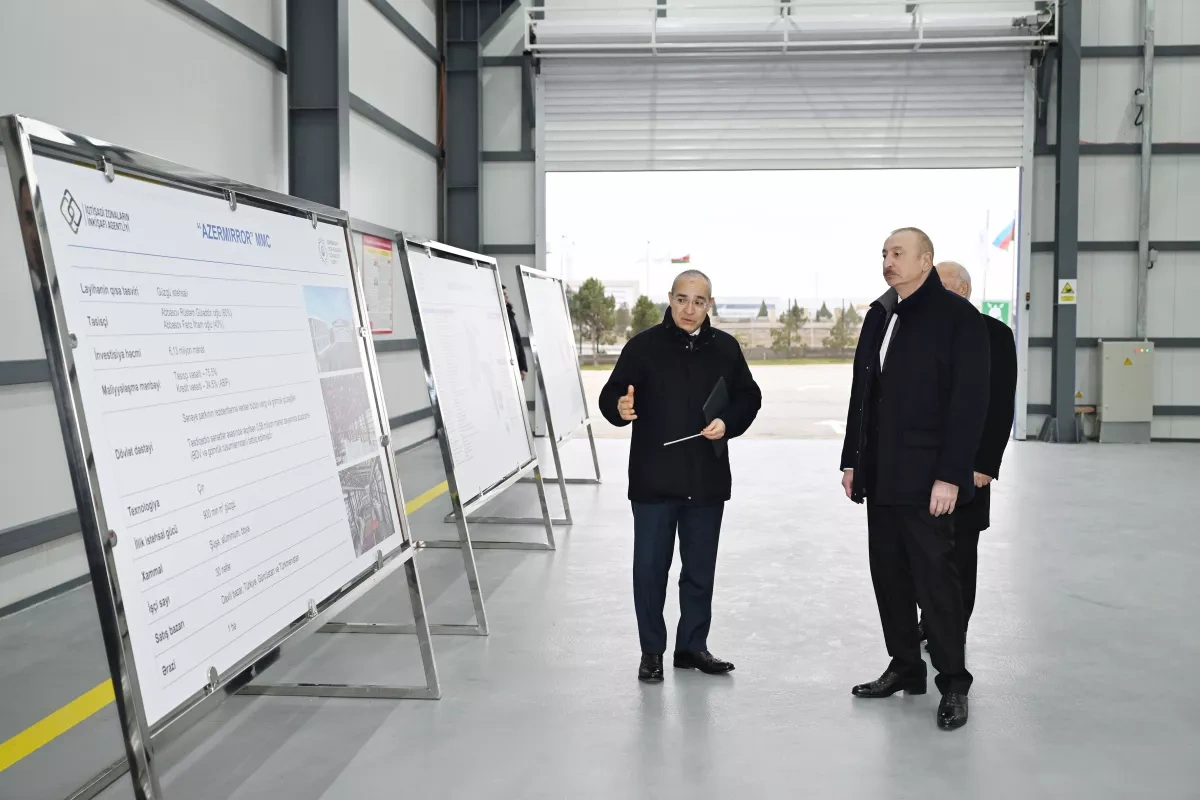 President Ilham Aliyev inaugurates “Azermirror” plant in Sumgayit Industrial Park Photo