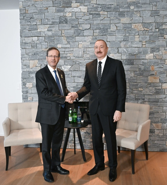 President Ilham Aliyev meets with President of Israel in Davos (PHOTO)