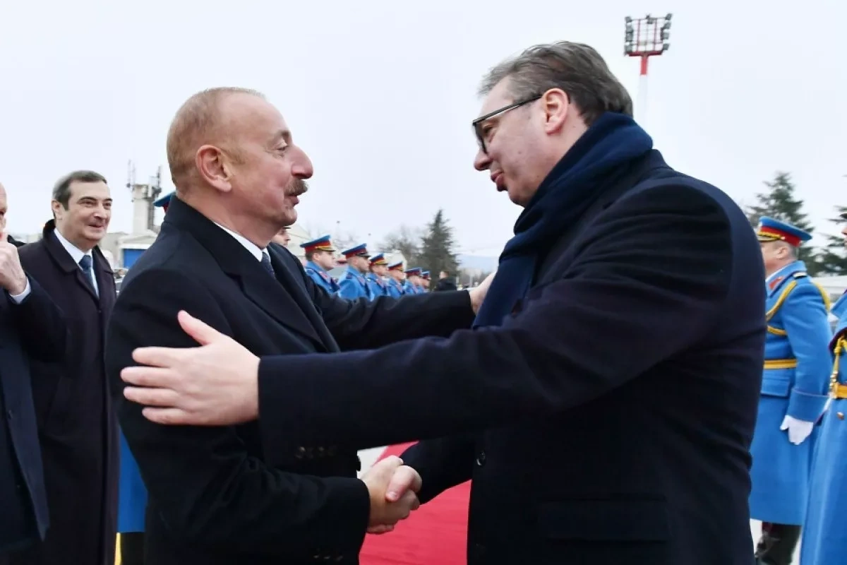 President Ilham Aliyev lands in Serbia for official visit