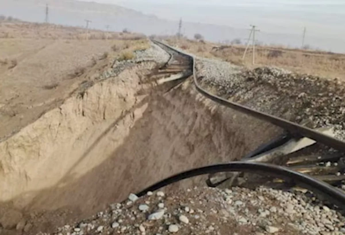 Fuel freight train derails in Tajikistan after landslide PHOTO