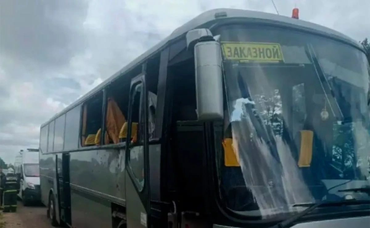 Seven hospitalised, including five children after drone strike on bus in Russia PHOTO