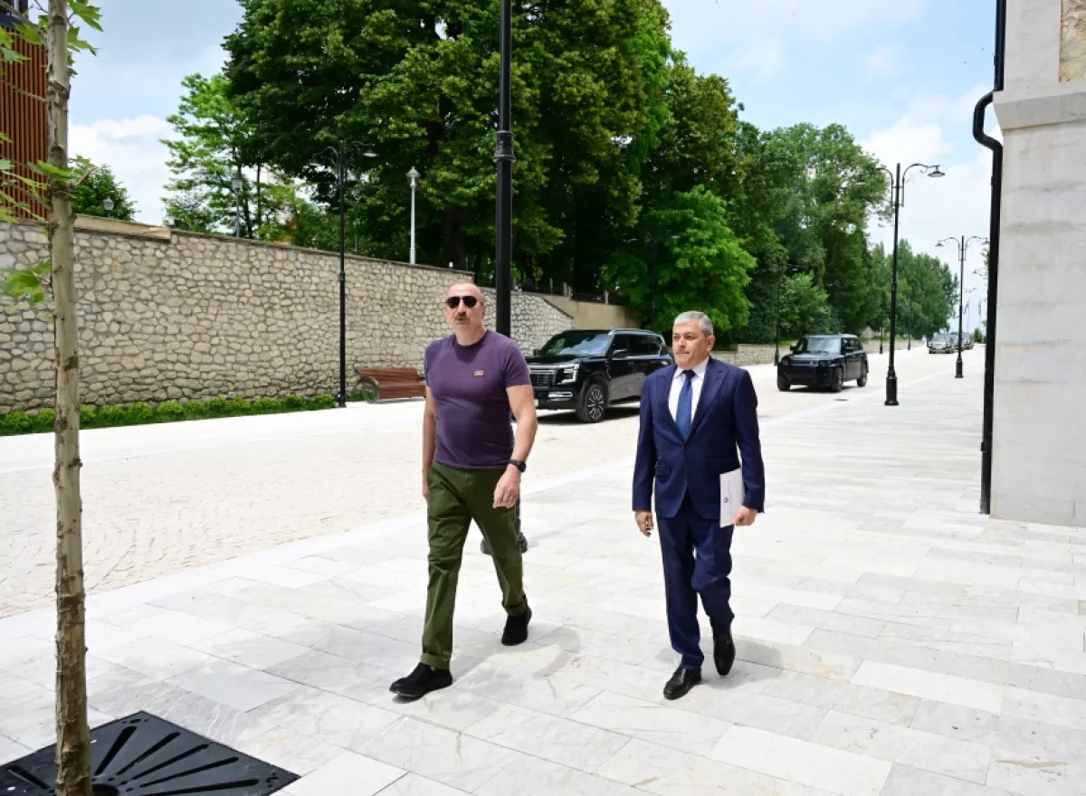Azerbaijani president reviews construction works on Shusha's Garabagh Street PHOTO