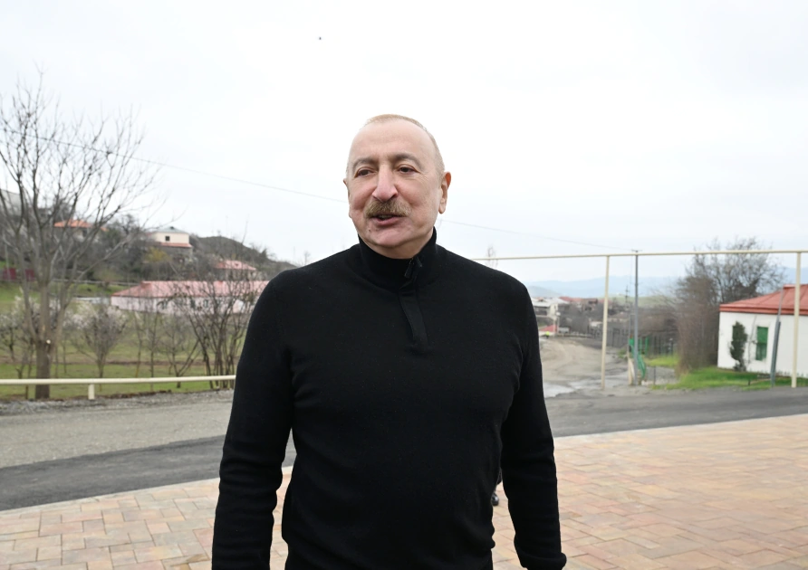 President Ilham Aliyev, First Lady Mehriban Aliyeva inspect restoration of individual houses and infrastructure in Khanoba village of Khojavend (PHOTO)