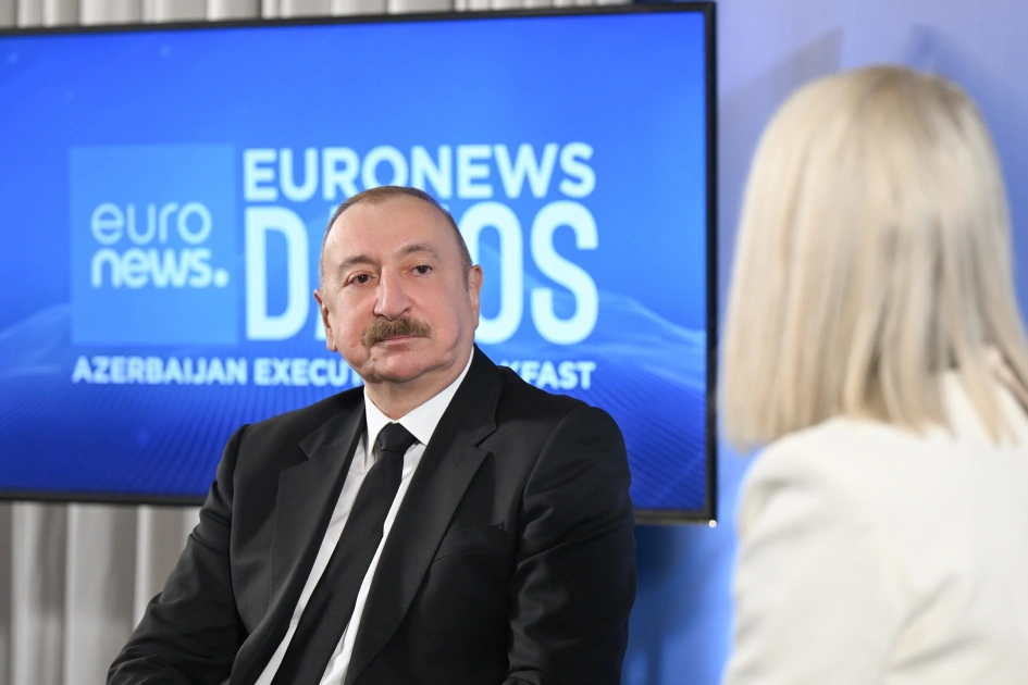President Ilham Aliyev interviewed by Euronews TV in Davos (PHOTO)