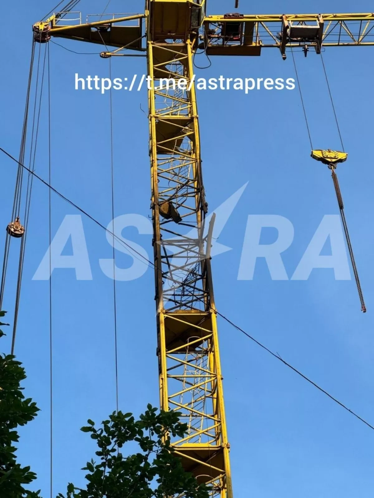 Drone hits crane in Russia's Smolensk courtyard, residents fear collapse PHOTO