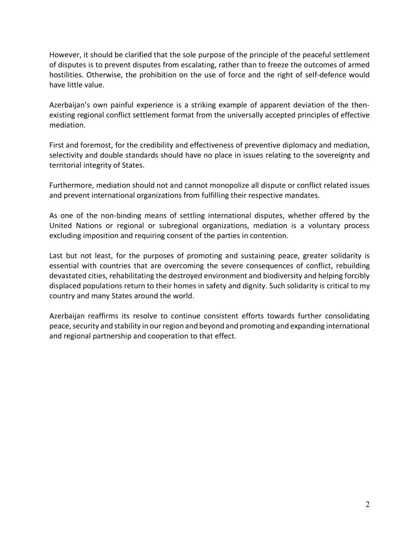 Azerbaijan outlines its position on strengthening international peace and security at UN (PHOTO)