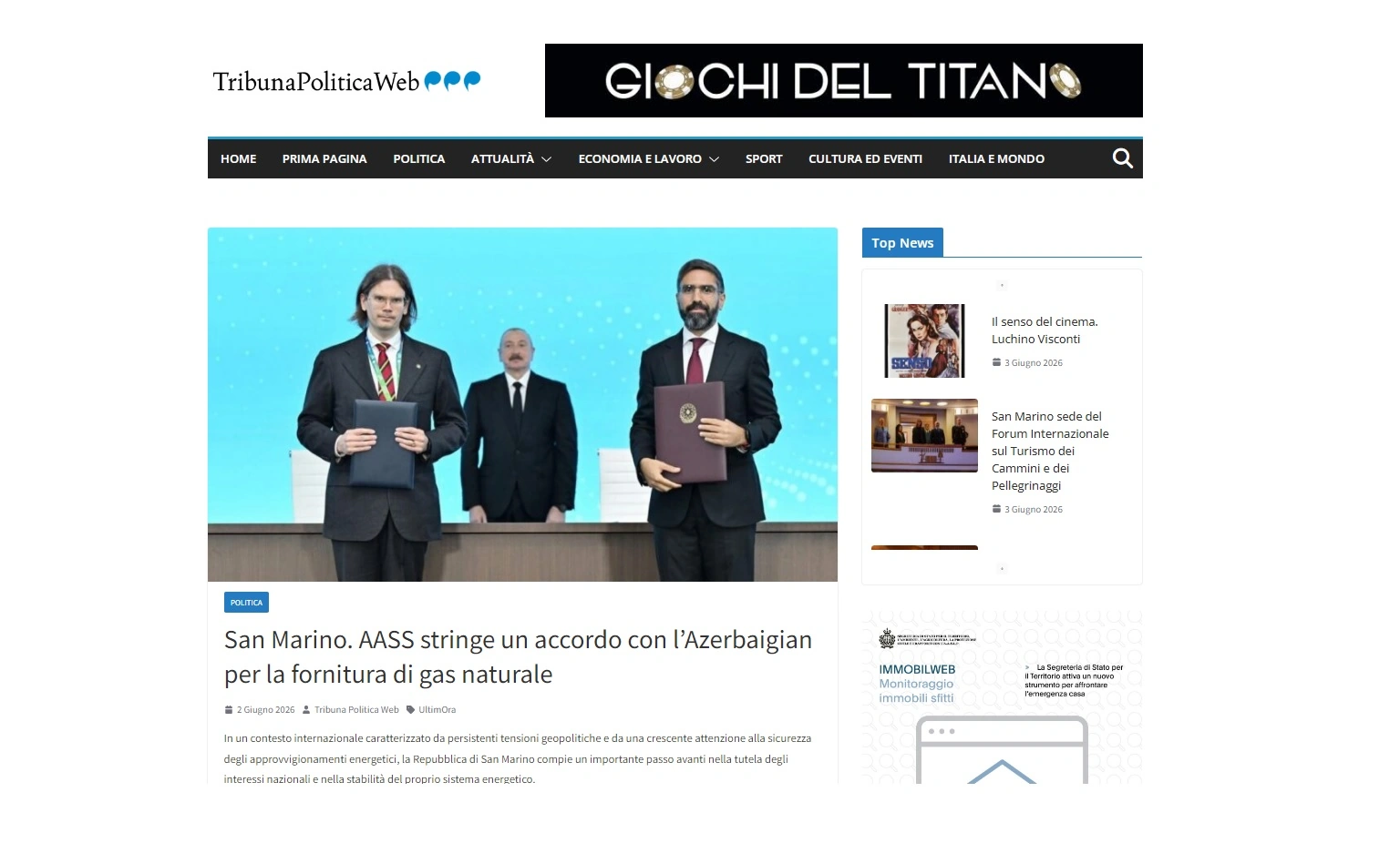 San Marino press highlights importance of direct gas supplies from Azerbaijan